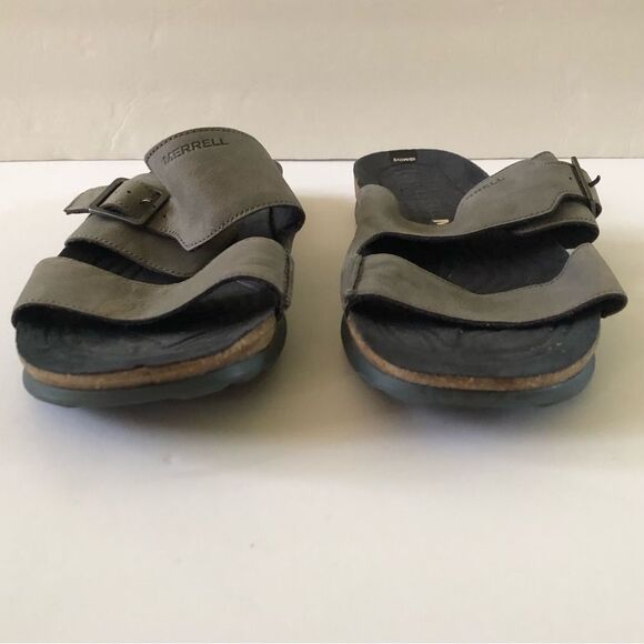 Merrell Men\'s Downtown Slide Sandals Nubuck Leather Granite Gray Buckle Size 14 main image 6